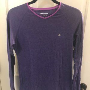 Champion Striped Athletic Style Long Sleeved Shirt.